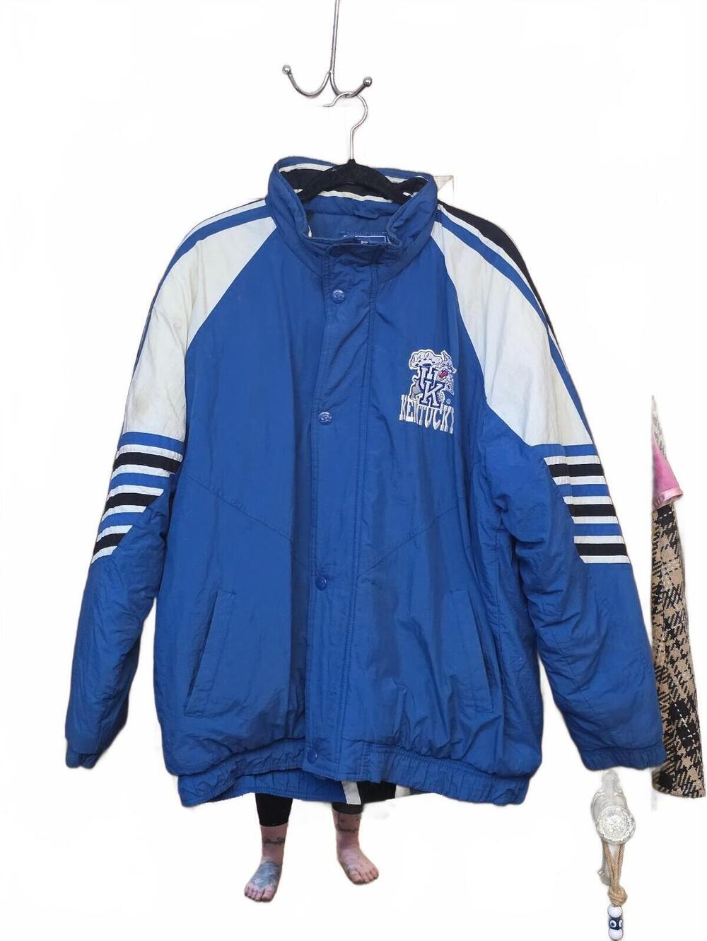 Vintage 1990s Starter Kentucky Wildcats UK Puffer Jacket Blue Mens Size XL